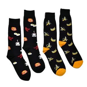 2 Pairs Mens Novelty Socks Banana Coffee Egg Bacon
